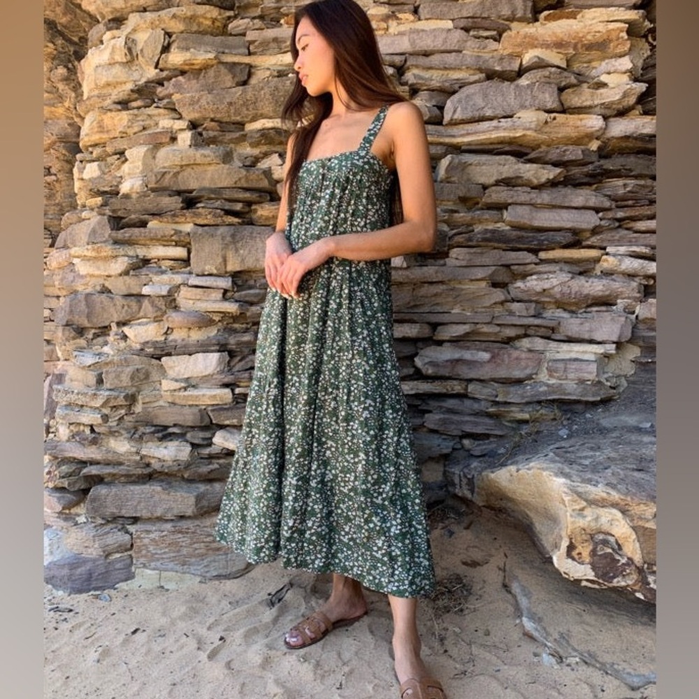 Wild Rose Dark Green Floral Maxi Dress
